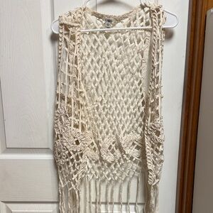 Cato Cream Crochet Open-Knit Sweater Vest